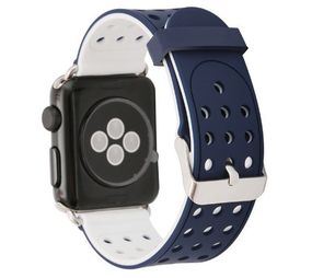 Двухсторонний ремешок с перфорацией Primo для Apple Watch 42mm / 44mm / 45mm - Navy Blue&White