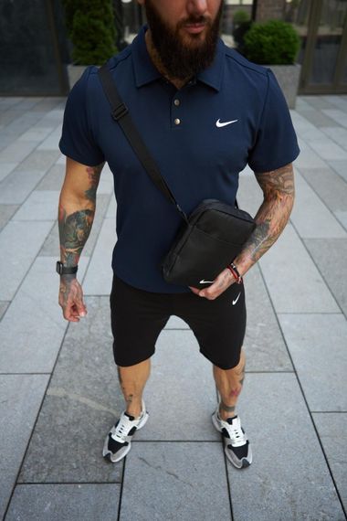 Комплект чоловічий Nike: поло синє + шорти чорні + барсетка чорна (1623403891) | Зображення 5