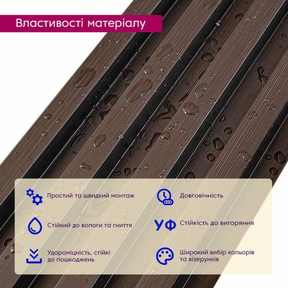 Рейка декоративная WPC стеновая 3000х165х23мм Орех SW-00001535 | Зображення 2