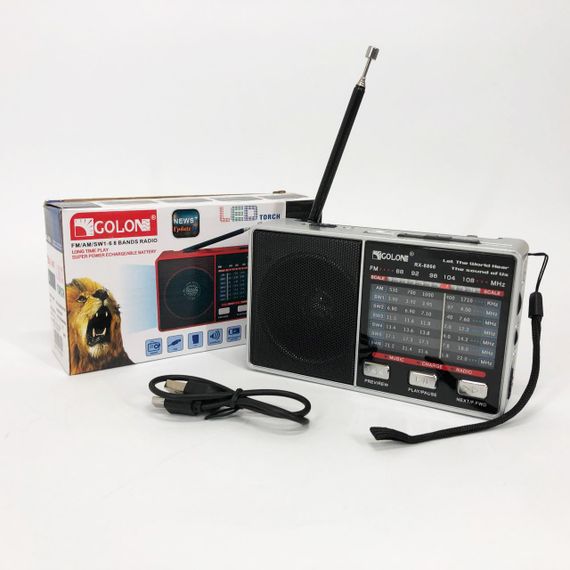 Радіо GOLON RX-8866 цифровий портативний радіоприймач із ліхтариком функцією PowerBank. Колір: білий | Зображення 4