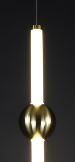 Люстра світлодіодна підвісна LED світильник для квартири на стелю лед 27159 Латунь 100-220х10х10 см. | Зображення 3