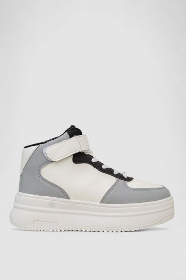 Кросівки жіночі зимові на хутрі, колір біло-сірий, 248RAM02