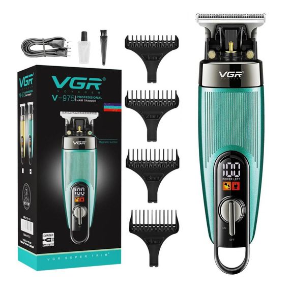 Машинка для стрижки волос VGR V-975 триммер для бороды и усов. SM-668 Цвет: зеленый