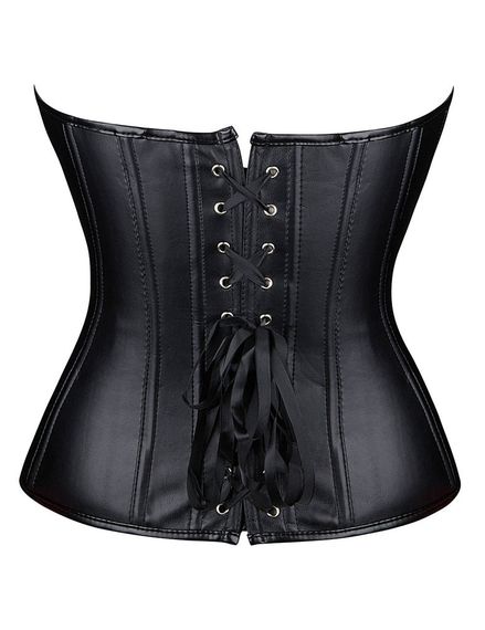 Корсет із застібкою блискавкою Star Night Sexy Leather та шнурівкою, чорний, L | Зображення 4