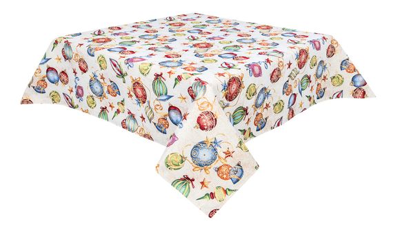 Скатертина гобеленова FIESTA Limaso, 137x260, Прямокутна, Новорічний, Золотий люрекс, 60% поліестер, 24% бавовна, 16% акрил, Гобелен