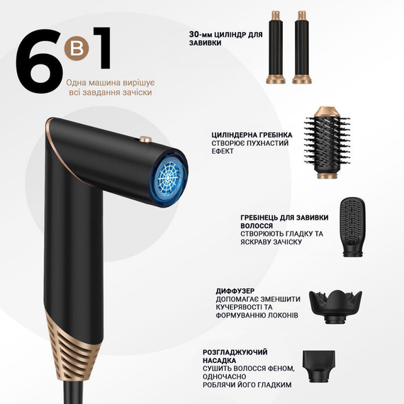 Багатофункціональний стайлер для волосся Hot Air Styler 6в1 | Зображення 4