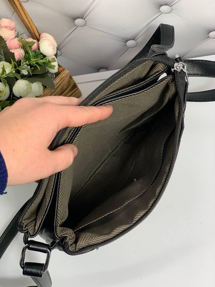 Сумка месенджер крос-боді на довгому ремінці через плече Чорна | Зображення 8