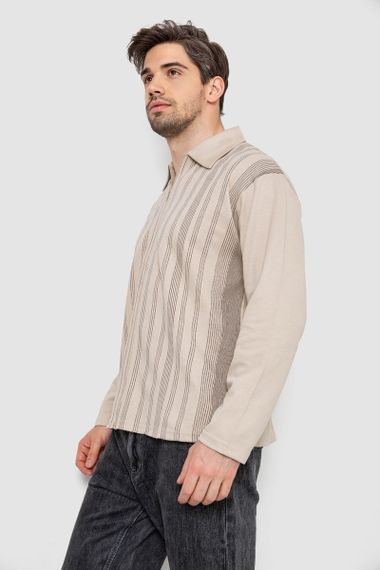 Кофта чоловіча на блискавці в смужку, колір світло-бежевий, 238R123 | Зображення 2