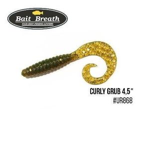 Силиконовая приманка, Съедобный силикон Bait Breath Curly Grub 4,5" (8шт) (Ur868 Motoroil-EX)