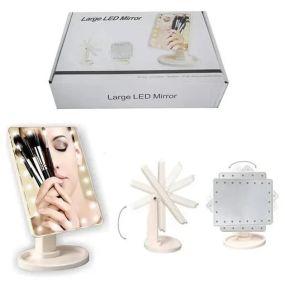 Дзеркало для макіяжу Superstar XW-085 з LED-підсвіткою косметичне дзеркало жіноче складане розове