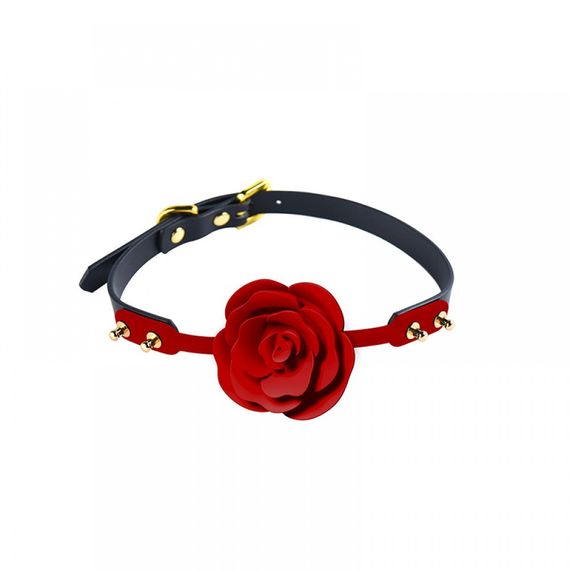 Кляп троянда із силікону та італійської шкіри Rose Ball Gag UPKO Sex Aura | Зображення 1