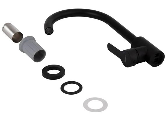 Змішувач для кухні Brinex Pure 015F U-образний Black Matt BRIPUR015FBLM | Зображення 2