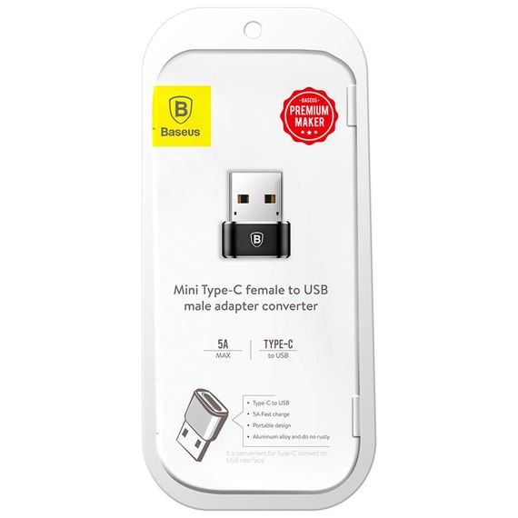 Переходник Baseus USB Male To Type-C Female Adapter Converter 5A (CAAOTG) | Зображення 5