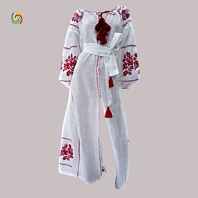 Платье вышитое Украинская вышиванка 20826 цвет белый размер L/XL