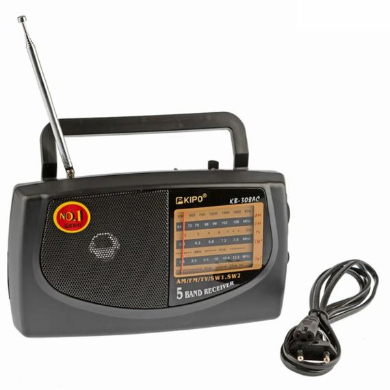 Радіоприймач на батарейках та від мережі KIPO KB-308AC / Портативне радіо з антеною / Акумуляторне FM радіо | Зображення 4