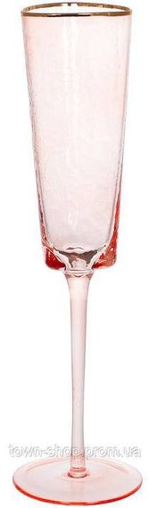Набор 4 фужера Diva Pink бокалы для шампанского 160мл, розовый с золотым кантом BD-579-248