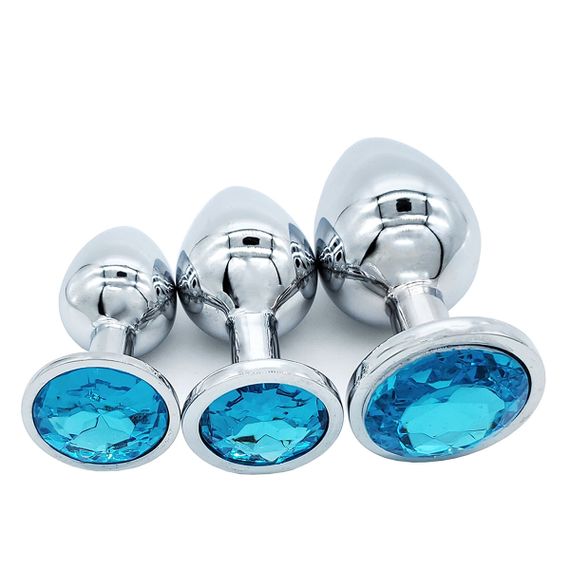 Анальна пробка з блакитним кристалом (розмір S) | Зображення 6