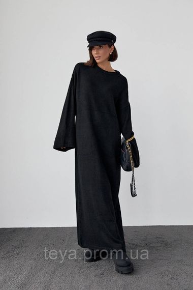 В'язане плаття oversize завдовжки максі колір чорний розмір S FL_000894 | Зображення 6