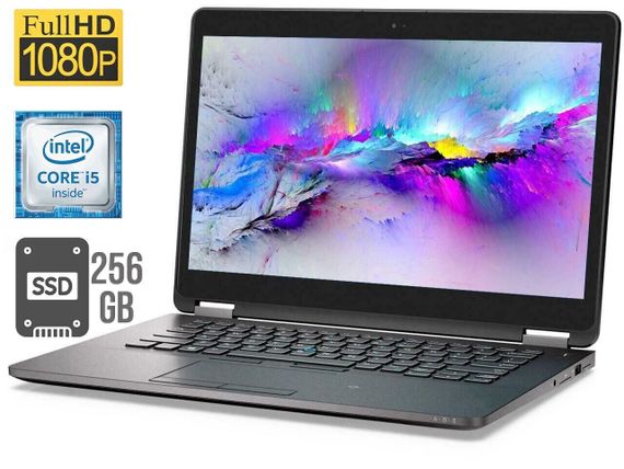 Ультрабук Б-класс Dell Latitude E7470 / 14" (1920x1080) IPS / Intel Core i5-6300U (2 (4) ядра по 2.4 - 3.0 GHz) / 8 GB DDR4 / 256 GB SSD / Intel HD Graphics 520 / WebCam / HDMI / miniDP / Windows 11 б/у