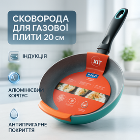 Практична сковорідка Magio, Сковорода надовго, Сковорода з алюмінієвим шаром, Сковороди для індукції ND-45