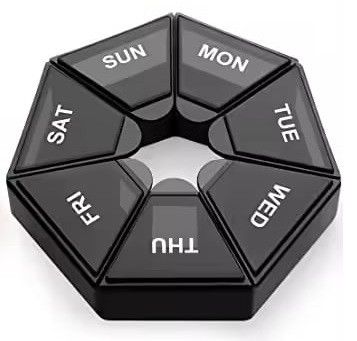 Органайзер для таблеток на 7 днів, 7 Side Pill box, MEMOSAN, чорний | Зображення 1