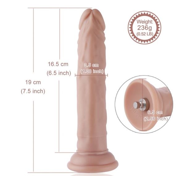 Реалістичний фалоімітатор для секс-машин Hismith 7.5″ Flexible Silicone Dildo, система KlicLok | Зображення 7